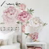 Autocollants muraux autocollants fleurs de pivoine décoration de la maison aquarelle décoration murale art enfants chambre décoration chambre décor maison autocollant