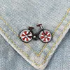 Broche esmaltado de bicicleta vermelha, broche de crachá de bicicleta de desenho animado, alfinete de lapela, jeans, bolsas, camisa, colar, joia legal, presente para crianças, friends2995687