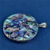 Circle Round Pendant Abalone Natural Blue Green Paua Shell Peacock Abalone Ocean Resort Gift 5 Pieces224w