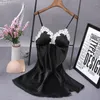 Mulheres Sleepwear Sexy Mulheres Lingerie Silk Robe Vestido Nightdress Lace Bow Straps Lady Nightgown Trajes Soft Material Sleepshirts