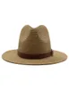 Bred Brim Summer Fedora Jazz Cap Straw Panama Hats för män Kvinnor Beach Caps7707330