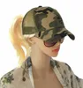 Women Baseball Cap Messy Bun Ponycap Snapback Summer Mesh Camo Casual Sun Hat Green11584594391768