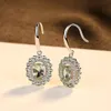 Olivine Boucles d'oreilles pendantes en argent sterling S925 avec crochets d'oreille en zircon 3A - Mode européenne et américaine - Boucles d'oreilles pour femmes - Bijoux de fête de mariage - Cadeau de Saint-Valentin SPC