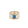 Anelli a grappolo Stile di corte creativo Argento intarsiato blu opale per gioielli da donna con anello di fidanzamento dal design vintage e alla moda