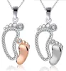 Pendant Necklaces Crystal Big Small Feet Pendants Mom Baby Monther039s Day Gift Jewelry Simple Charm Chain Neckless4388735