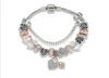 Fili Bracciale con perline di cristallo con ciondolo vintage con lucchetto cavo NT5218298