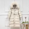 Piumino da donna Cappotto invernale Femminile Lungo al ginocchio Parka Dimagrante Addensare Capispalla Grande collo di pelliccia Cappotto a vita 231226