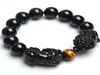 Natural Stone Black Obsidian Bracelet With Tiger Eye And Double Pixiu Lucky Brave Troops Charms Women Men Jewelry Beaded Strands9987157