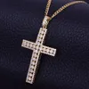 Collier pendentif croix pour hommes, breloque scintillante en Zircon cubique, bijoux Hip hop avec chaîne en corde pour cadeau 235n