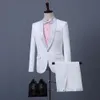 2023 Nya mäns tre-stycken koreansk stil kostym Slim White Professional Best Man Groom Dress med Bow Tie Tuxedo