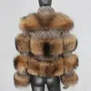 Fur BluenessFair 2022 Winter Jacket Women Real Silver Fox Fall Coat Natural Raccoon Fur Wool Weave Warme Outerwear Streetwear