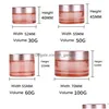 화장품 항아리 도매 분홍색 유리 페이스 크림 항아리 냄비 빈 두꺼운 병 화장품 리필 가능한 용기와 로즈 골드 뚜껑과 dhgarden dhjry