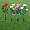 Dekorationer Rose Flower Solar Power Flower Led Light Garden Solar Lamp Yard Decorative Lawn Lamp Outdoor Lighting Garden Decoration 3LED Flowe