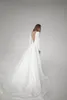 A-line Wedding Dress with Court Train Long Sleeves Bridal Gowns DL-10008