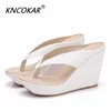 フロップスKncokar Summer White Pu Beach Sandalsプラットフォームウェッジサンダルフリップフロップウェッジサンダルスリッパサンダリア