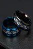 whole Black Blue Ring Men Chinese Traditional Gold Dragon Inlay With Blue Stainless Steel Rings Fashion Jewelry4934521