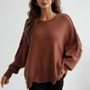 Suéteres femininos na moda camisola de inverno com nervuras guarnição pele-toque de malha mulheres cor pura jumper básico