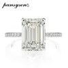 PANSYSEN 925 Sterling Silver Emerald Cut Simulated Diamond Wedding Rings for Women Luxury Proposal Engagement Ring 231225