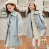 Children Girls Coats Outerwear Winter Girls Jackets Woolen Long Trench Teenagers Warm Clothes Kids Outfits For 8 10 12 14 Years 231225