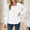 Chemisiers pour femmes dames col carré chemise pull hauts couleur unie printemps plissé à manches longues lâche blouse décontractée femmes Ropa De Mujer