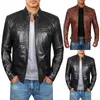 Herenjassen 2023 Herfst Mannen Leren Jas Vintage Klassieke Effen Kleur Mannelijke Faux Jas Trend Casual Fit Slanke Motorkleding