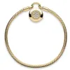 Original 925 prata esterlina ouro cor logotipo assinatura cadeado suave cobra pan pulseira ajuste grânulo charme jóias cx2006233192
