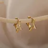 Cross 14k Yellow Gold Earrings for Women Zircon Golden Color Hoop Earring Aesthetic Jewelry Accessories arete mujer