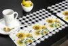 Farm Sunflower Bee Plaid Table Mat Wedding Holiday Party Dining Placemat Kitchen Accessories Napkin 231225