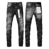 Jeans viola da uomo di design ricamati trapuntati strappati per la tendenza Jeans dritti classici solidi casual vintage per pantaloni da motociclista da uomo Pantaloni svasati da uomo