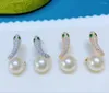 Boucles d'oreilles MeiBaPJ bricolage support vide 10-11mm perles semi-rondes naturelles mode serpent 925 argent bijoux de mariage fins pour les femmes