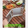Camp Furniture Folding Portable Table With Installable Burner Gas Tank Hole For Camping Mini Stainless Steel Picnic Desk Tea