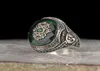 Wedding Rings Vintage Big Ring For Men Ancient Silver Color Inlaid Blue Green Agate Stone Punk Motor Biker Size 11 12 139275703