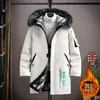 2023 Autumn and Winter Fashion Trend Long Cotton Padded Jacket Men s Casual Loose Plus Fleece tjock varm storrock 231226