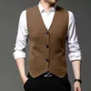 Men's Wool Single Breasted Fashion Casual Slim Clothing Wedding Groomsmen Business Office Vest