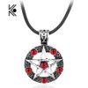 Anhänger Halsketten Supernatural Serie Pentagramm Halskette mit Seilkette Dean Winchester Stern versilbert roter Kristall Schmuck219t