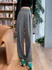 Kadın pantolonları Yitimuceng Geniş Bacak Kadınlar için 2023 HGIH Belli Kore Moda Katı Takım Ofis Bayanlar Günlük Tam Uzunluk