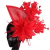 Couvre-chef élégant Imitation Sinamay femmes fascinateur chapeau plume mariée cheveux accessoires coiffure Vintage pour dame 231225