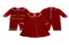 Winter Pajamas Boutique Velvet Fabric Red Kids Clothes Pjs With Lace Toddler Boys Set Pyjamas Girl Baby Sleepwear9913156