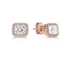 Rose gold plated CZ Diamond EARRING for Clear Square Sparkle Halo Stud Earrings 925 Sterling Silver earrings sets with Original box2970491