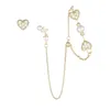 Studörhängen Korea Fashion Jewelry 925 Silver Needle 14k Real Gold Elegant Love Asymmetrical Tassel Women's Birthday Present