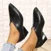 Dress Shoes Large Size Soft Leather Shallow Mouth Pointed Thick Heel Women 2023 Spring Autumn Snake Scale Pattern High Heels
