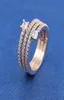 925 Sterling Silver Rose Gold Plated Triple Spiral Band Ring Fit Jewelry Engagement Wedding Lovers Fashion Ring For Women7239191