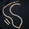 Earrings & Necklace Very Shiny Cubic Zirconia Pave Yellow Gold Color Women Party Choker And Earring Brides Jewelry Set T421297r