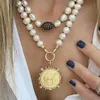 pearl Vintage horse coin Pendant Choker Clavicle Chain Necklace For Women Girl Punk Collares Aesthetic Jewelry Gifts 231225