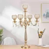 5 Ramion Metal Candelabra Home Holiday Dekoracja stołowa Centrum Kryształowe Świece na przyjęcie weselne Świeclestick 220208275S