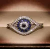 Hochzeit Ringe Punk Weibliche Blaue Kristall Stein Ring Charme Zirkon Silber Farbe Für Frauen Dainty Hohl Engagement1384170