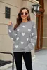 Femmes Amour Coeur O Cou Pull En Tricot Rose Vêtements Mode À Manches Longues Surdimensionné Pull Jumper 2024 Femelle Fête De Noël Doux SWeaters