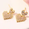 Dangle Earrings ZHINI Design Korean Gold Love Heart Drop For Women Luxury Zircon Long Earring Wedding Fashion Jewelry