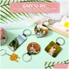 Keychains Lanyards sublimering av ämnen Keychain Pu Leather Heat Transfer Keyring Keyrings DIY Craft FY4385 SS0215 Drop Delivery Fash OTF84