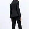 Elegante chaqueta delgada para mujer Negro est Sexy Mujer Escote corazón Abrigo Oficina dama traje coreano INKEO 2O361 231225